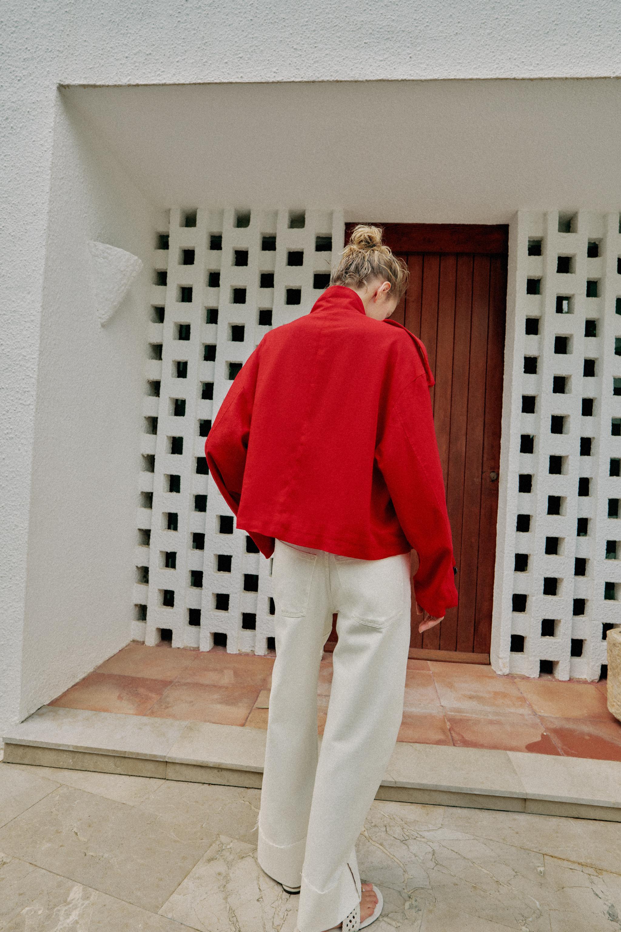 HIGH COLLAR LINEN JACKET